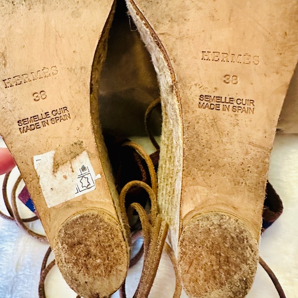 Hermes Leather Knot Wedge Sandals - Picture 13 of 16